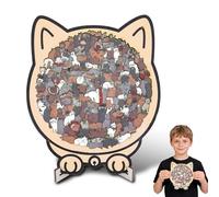 Puzzle in legno a forma di gatto da 135 pezzi, puzzle unico in legno con supporto, adorabili pezzi a tema gatto, regali per gli amanti dei gatti, puzzle creativi in legno per la decorazione della casa