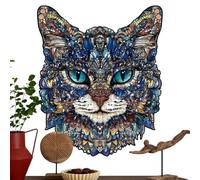 Puzzle in legno a forma di gatto, decorazione da scrivania
