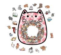 Puzzle in Legno a Forma di Gatto - Giocattoli Educativi a Forma di Gatto per la Prima Infanzia | Puzzle in Legno di Animali,Donne, Uomini, Bambini, Ragazzi, Ragazze, Adolescenti