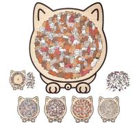 Puzzle in legno a forma di gatto Morandi da 135 pezzi, unico puzzle in legno a forma di animale, creativo per gli amanti dei gatti, decorazione per la casa, con cornice e copertura in acrilico (A1)