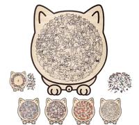 Puzzle in legno a forma di gatto Morandi da 135 pezzi, unico puzzle in legno a forma di animale, creativo per gli amanti dei gatti, decorazione per la casa, con cornice e copertura in acrilico (B1)