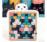 Puzzle in legno a forma di gatto, puzzle in legno a forma di animale, regalo creativo per gli amanti dei gatti, adatto per Natale, Halloween, Capodanno, con supporto per cornice portafoto