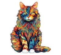 Puzzle in legno a forma di gatto | Unico puzzle a forma di gatto in legno per tutte le età, ideale per la sfida del gatto puzzle, il suo design artistico offre colorato per la vita con complicati