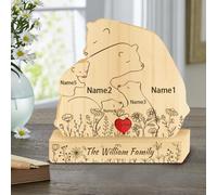 Puzzle in legno a forma di orso, personalizzabile con nome da 2 a 6 membri della famiglia, puzzle in legno unico per festa della mamma, compleanno, casa, regalo per mamma, papà, figlia e figlio (stile