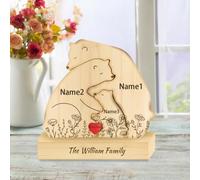 Puzzle in legno a forma di orso, personalizzabile con nome da 2 a 6 membri della famiglia, puzzle in legno unico per festa della mamma, compleanno, casa, regalo per mamma, papà, figlia e figlio (stile