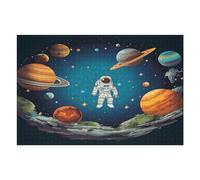 Puzzle in legno a forma di razzo spaziale, astronauta, con scatola portaoggetti, puzzle ecologico in legno per il tempo libero, sollievo dallo stress e decorazione, 1000 pezzi