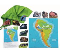Puzzle in legno America del Sud e i suoi animali - 16 pezzi e 10 animali