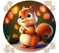 Puzzle In Legno Bambini - Puzzle Con Pezzi Grandi a Forma di Animali - Puzzle Per Bimbi Dai 3 Anni In Su - Scoiattolo (Baby Squirrel)