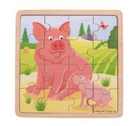 Puzzle in legno BIGJIGS TOYS - maialino con porcellino, 16 pezzi
