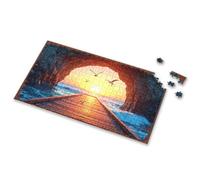 Puzzle in legno Boardwalk che conduce a un tramonto sull'oceano attraverso un Roc Picture Puzzle Board Puzzle Board Libri per adulti (300 pezzi)