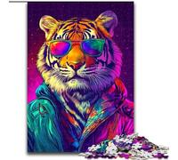 Puzzle in legno Boss Tiger da 1000 pezzi, attività per rafforzare il legame familiare, feste e compleanni (dimensioni 50x75cm)