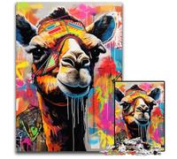 Puzzle in legno "Camel Graffiti" da 1000 pezzi per adulti, ideale come regalo per la casa e per il divertimento durante le feste, 50x75CM/19,68x29,52 pollici.