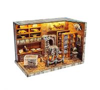Puzzle in legno, casa di ricerca sui dinosauri, casa fermalibri in legno assemblata a mano, kit modello LED integrato, regalo per hobby per adulti e ragazzi decorazione per la casa