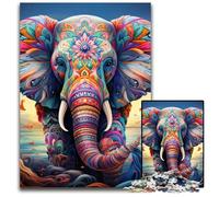 Puzzle in legno colorato a forma di elefante, 1000 pezzi, per adulti, rompicapo impegnativo per adolescenti, divertente serata di giochi in famiglia, 50x75CM/19,68x29,52 pollici