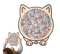 Puzzle In Legno Colorato A Forma Di Gatto Da 135 Pezzi - Puzzle In Legno A Forma Di Gatto Puz-zle In Leg-no A For-ma Di Animale Per Gli Amanti Dei Gatti, Decorazioni Per La Casa