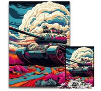 Puzzle in legno colorato da 1000 pezzi per adulti, motivo: carro armato d'arte. Ideale come decorazione fai da te e come regalo rompicapo. 50x75CM/19,68x29,52 pollici.