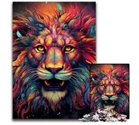Puzzle in legno colorato da 1000 pezzi per adulti, motivo: leone, rompicapo impegnativo per adolescenti, divertente serata di giochi in famiglia, 50x75CM/19,68x29,52 pollici.