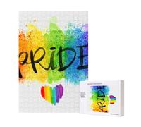 Puzzle in legno colorato in stile acquerello LGBT Gay Pride con cuore arcobaleno da 300 pezzi per il divertimento della famiglia degli adulti