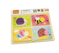 Puzzle in legno con animaletti 4 in 1 di Viga