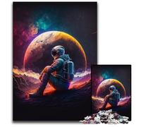 Puzzle in legno con astronauta e pianeta universo, 1000 pezzi per adulti, ideale come regalo per adolescenti, coppie e amici per compleanni e Natale, 50x75CM/19,68x29,52 pollici.