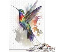 Puzzle in legno con colibrì e acquerello, 1000 pezzi per adulti, puzzle in legno per esercizi mentali, gioco di sfida, regali, attività per famiglie, 1000 pezzi (75x50 cm)