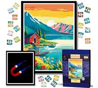 Puzzle In Legno Con Cornice Per Adulti, Puzzle Magnetico Incorniciato, Puzzle Di Legno Animali, Decorazione Artistica Da Parete Per Soggiorno, Regalo Di Natale E Compleanno (Waterside Lodge)