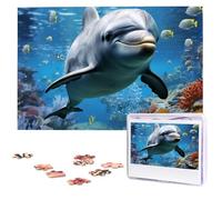 Puzzle in legno con delfino oceano che ti guarda, 1000 pezzi, puzzle personalizzati, decorazione per la famiglia, puzzle con foto, per adulti (75 x 50 cm)