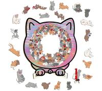 Puzzle In Legno Con Design Di Gatto | Decorazione Per La Casa Carina A Forma Di Gatto,Puzzle In Legno A Forma Di Animale,Per Donne, Bambini, Ragazzi, Adolescenti, Figli E Figlie