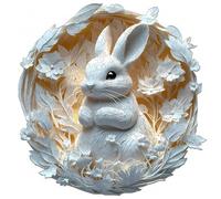 Puzzle in Legno con Effetto Visivo 3D Design di un Animale Bianco Circondato da Motivi Floreali Gioco Impegnativo per Rafforzare i Legami Familiari Decorazione Wall Art Moderna e Unica (L-28×28 cm)