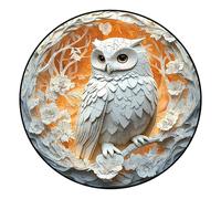 Puzzle in Legno con Effetto Visivo 3D Design di un Animale Bianco Circondato da Motivi Floreali Gioco Impegnativo per Rafforzare i Legami Familiari Decorazione Wall Art Moderna e Unica (M-20×20 cm)