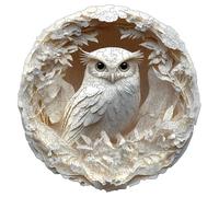 Puzzle in Legno con Effetto Visivo 3D Design di un Animale Bianco Circondato da Motivi Floreali Gioco Impegnativo per Rafforzare i Legami Familiari Decorazione Wall Art Moderna e Unica (M-20×20 cm)