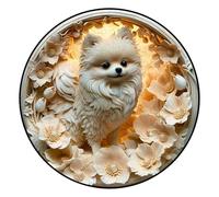Puzzle in Legno con Effetto Visivo 3D Design di un Animale Bianco Circondato da Motivi Floreali Gioco Impegnativo per Rafforzare i Legami Familiari Decorazione Wall Art Moderna e Unica (S-14×14 cm)