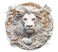 Puzzle in Legno con Effetto Visivo 3D Design di un Animale Bianco Circondato da Motivi Floreali Gioco Impegnativo per Rafforzare i Legami Familiari Decorazione Wall Art Moderna e Unica (S-14×14 cm)