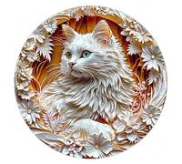 Puzzle in Legno con Effetto Visivo 3D Design di un Animale Bianco Circondato da Motivi Floreali Gioco Impegnativo per Rafforzare i Legami Familiari Decorazione Wall Art Moderna e Unica (L-28×28 cm)