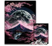 Puzzle in legno con fiori di ciliegio sul Monte Fuji, 1000 pezzi per adulti, Halloween, Pasqua, Capodanno, 50x75CM/19,68x29,52 pollici