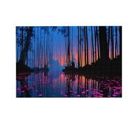 Puzzle in legno con foresta di bambù nebbiosa di notte, orizzontale, 300 pezzi, per il tempo libero e la creatività in famiglia