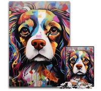 Puzzle in legno con graffiti raffigurante un King Charles Spaniel, 1000 pezzi, per adulti, ideale come decorazione fai da te e come regalo rompicapo, 50x75CM/19,68x29,52 pollici.