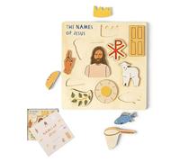 Puzzle in legno con i nomi di Gesù, puzzle biblico cristiano per bambini e neonati | Puzzle in legno di pioppo extra spesso con scatola portaoggetti, regalo religioso e decorativo (1 PC)