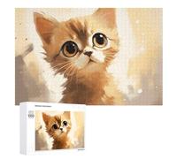 Puzzle in legno con immagine di giovane gatto che guarda in alto, 1000 pezzi, puzzle personalizzato per adulti e amici, idea regalo per matrimonio, compleanno, San Valentino, decorazione per la casa