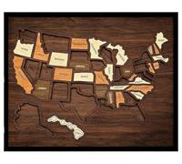 Puzzle In Legno Con Mappa Di Viaggio Degli Stati Uniti Bacheca Con Tracciatore Di Viaggio Degli Stati Uniti - Puzzle 3D Con Punti Di Riferimento Americani(1pcs)