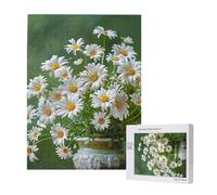 Puzzle in legno con margherite e fiori floreali, con scatola portaoggetti, puzzle per adulti e bambini, 500 pezzi, gioco decorativo divertente per la famiglia, 38 x 52 cm