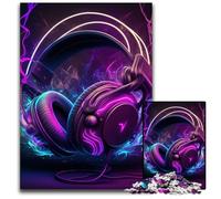 Puzzle in legno con musica dal vivo e neon, 1000 pezzi, per adulti, gioco creativo per famiglie e decorazioni per la casa, regalo di Natale perfetto per adolescenti, 50x75CM/19,68x29,52 pollici