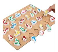 Puzzle in legno con numeri dell'alfabeto arabo per bambini piccoli imparano le parole dell'alfabeto arabo