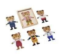 Puzzle In Legno Con Orso Da Vestire Educativo di Abbinamento e Ordinamento