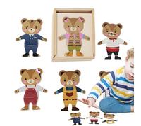 Puzzle In Legno Con Orso Da Vestire | Gioco Educativo di Abbinamento e Classificazione,Giochi Per Cambiare Abbigliamento,Per Bambini Da 3+ Anni, Per Feste Di Compleanno, Casa, Scuola E Viaggio