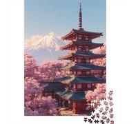 Puzzle in legno con pagoda a cinque piani in fiore di ciliegio, 1000 pezzi, per adulti, divertente, antistress, decorazione per la casa, gioco educativo, gioco intellettuale, sfida, educativo, 1000