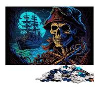 Puzzle in legno con scheletro pirata, 1000 pezzi, per adulti, ideali per adolescenti e collezionisti, regalo da viaggio, attività per famiglie, 50x75CM/19,68x29,52 pollici