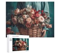 Puzzle in legno con scritta "Lady Holding A Basket", 500 pezzi, puzzle con foto personalizzate per adulti e amici, idea regalo per matrimonio, compleanno, San Valentino, decorazione per la casa