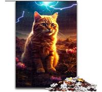 Puzzle in legno con simpatico gatto seduto su Marte, dimensioni 50x75cm, gioco rompicapo interattivo per famiglie, adatto dai 14 anni in su.