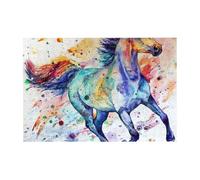 Puzzle in legno con stampa di cavalli in corsa ad acquerello da 300 pezzi con scatola di imballaggio per adulti